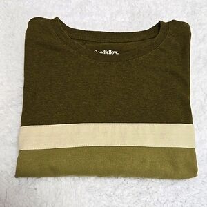 Olive Green Men's Shirt with Stripe